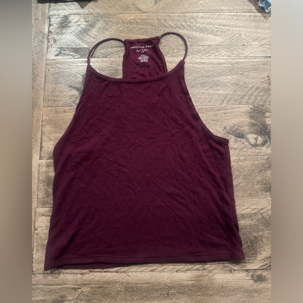 American Eagle Outfitters burgundy Fitted Tank Top